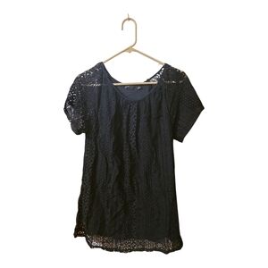 GNW Black Lace Short Sleeve Blouse